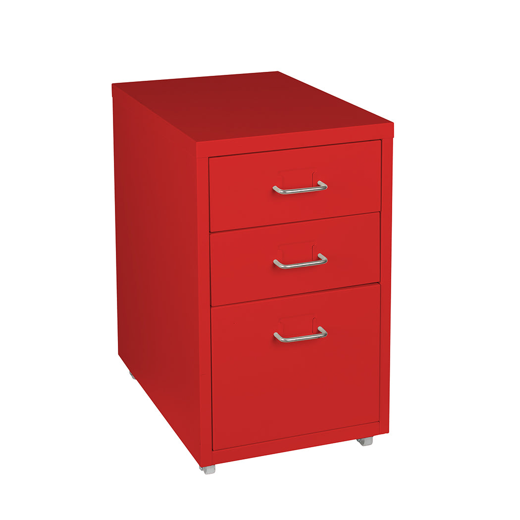 Levede 3 Drawer Office Drawers Cabinet Red-1910113086275194881