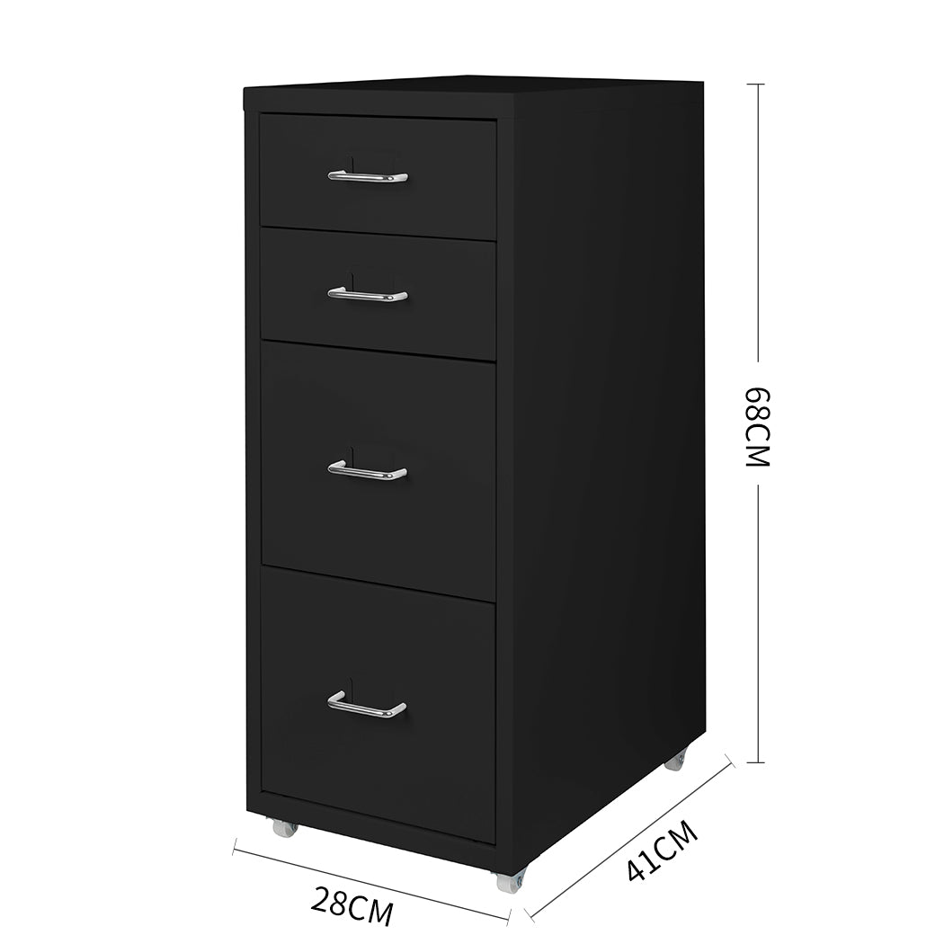 Levede 4 Drawer Office Drawers Cabinet Black-1922897592723836930