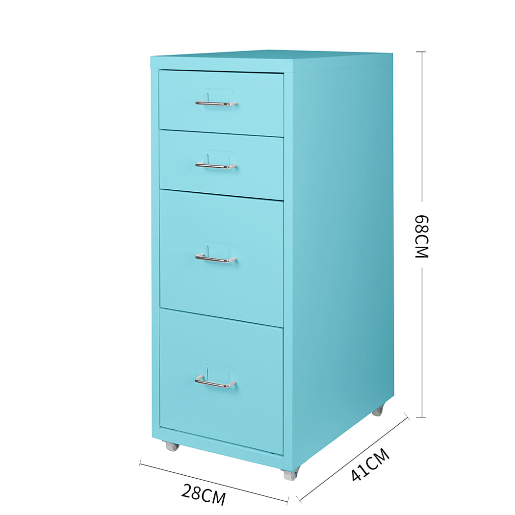Levede 4 Drawer Office Drawers Cabinet Blue-1922897593080352770