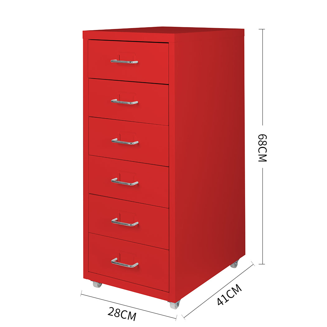Levede 6 Drawer Office Cabinet Drawers Red-1922897593533337602