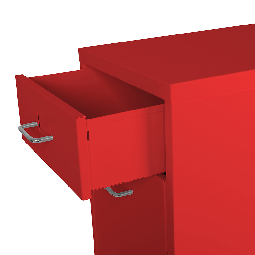 Levede 3 Drawer Office Drawers Cabinet Red-1910113086275194883