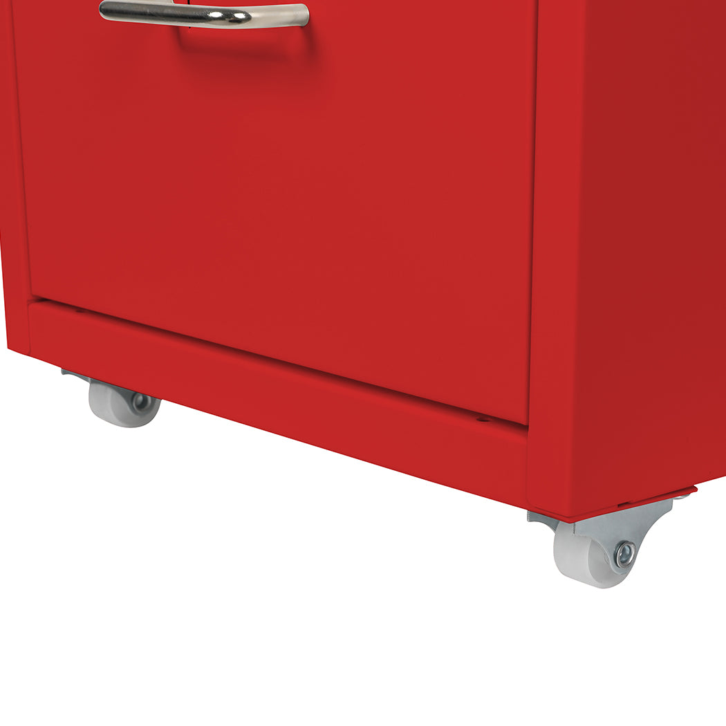 Levede 3 Drawer Office Drawers Cabinet Red-1910113086275194884