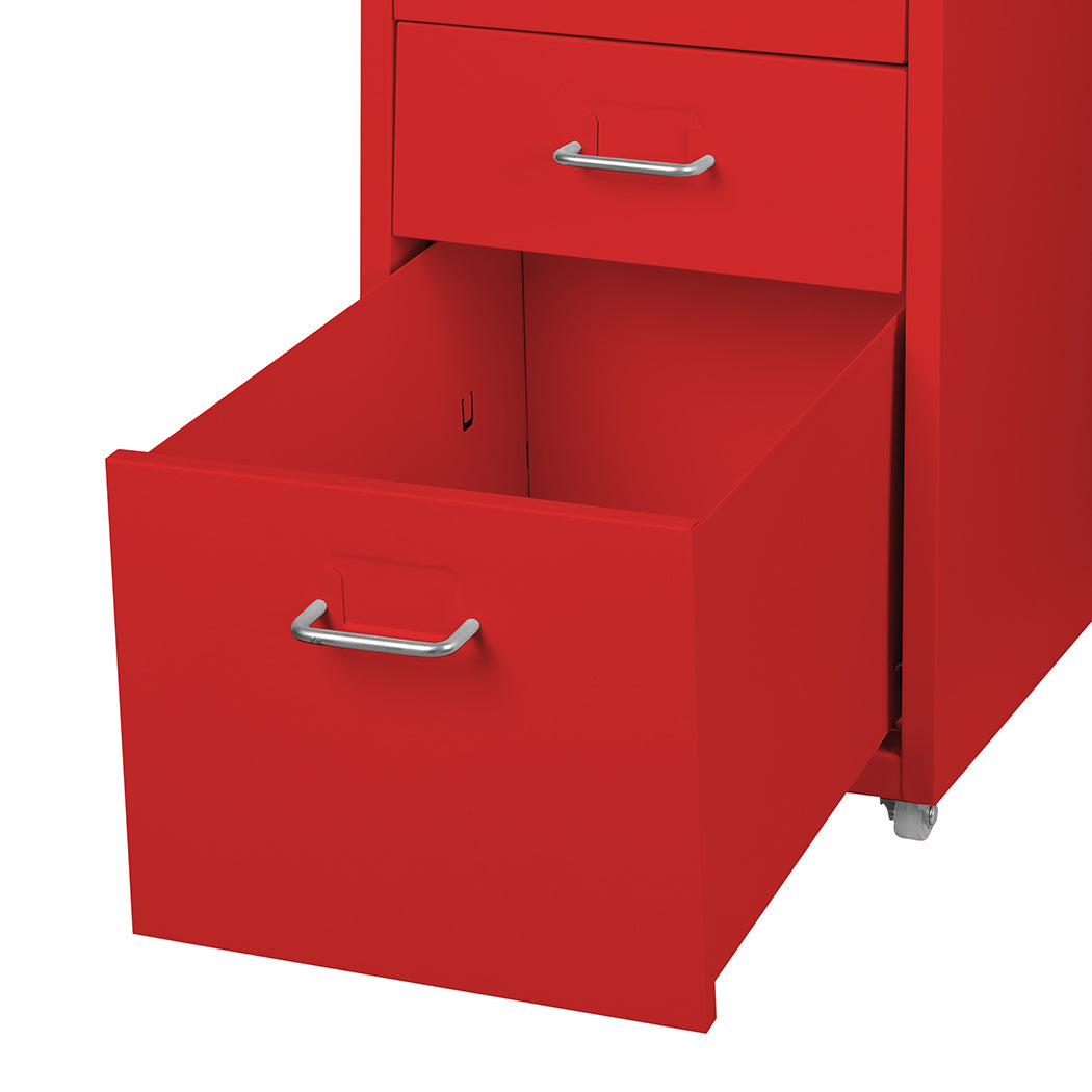 Levede 3 Drawer Office Drawers Cabinet Red-1910113086275194885