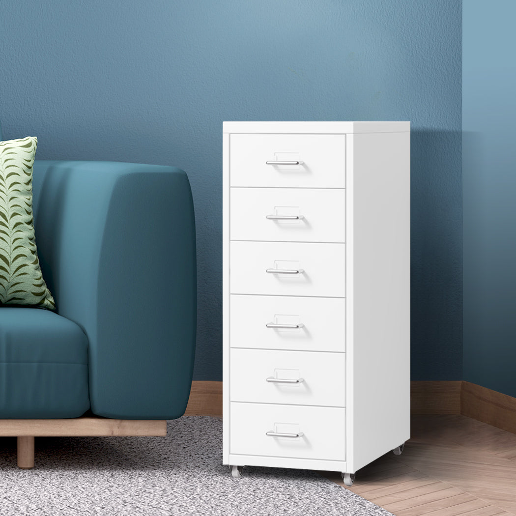Levede 6 Drawer Office Cabinet Drawers White-1922897593835327495