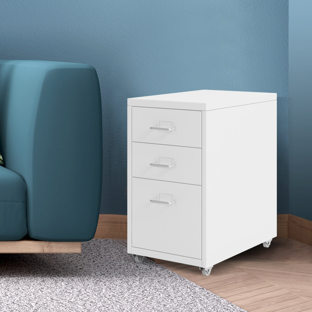 Levede 3 Drawer Office Drawers Cabinet White-1910113086635905030