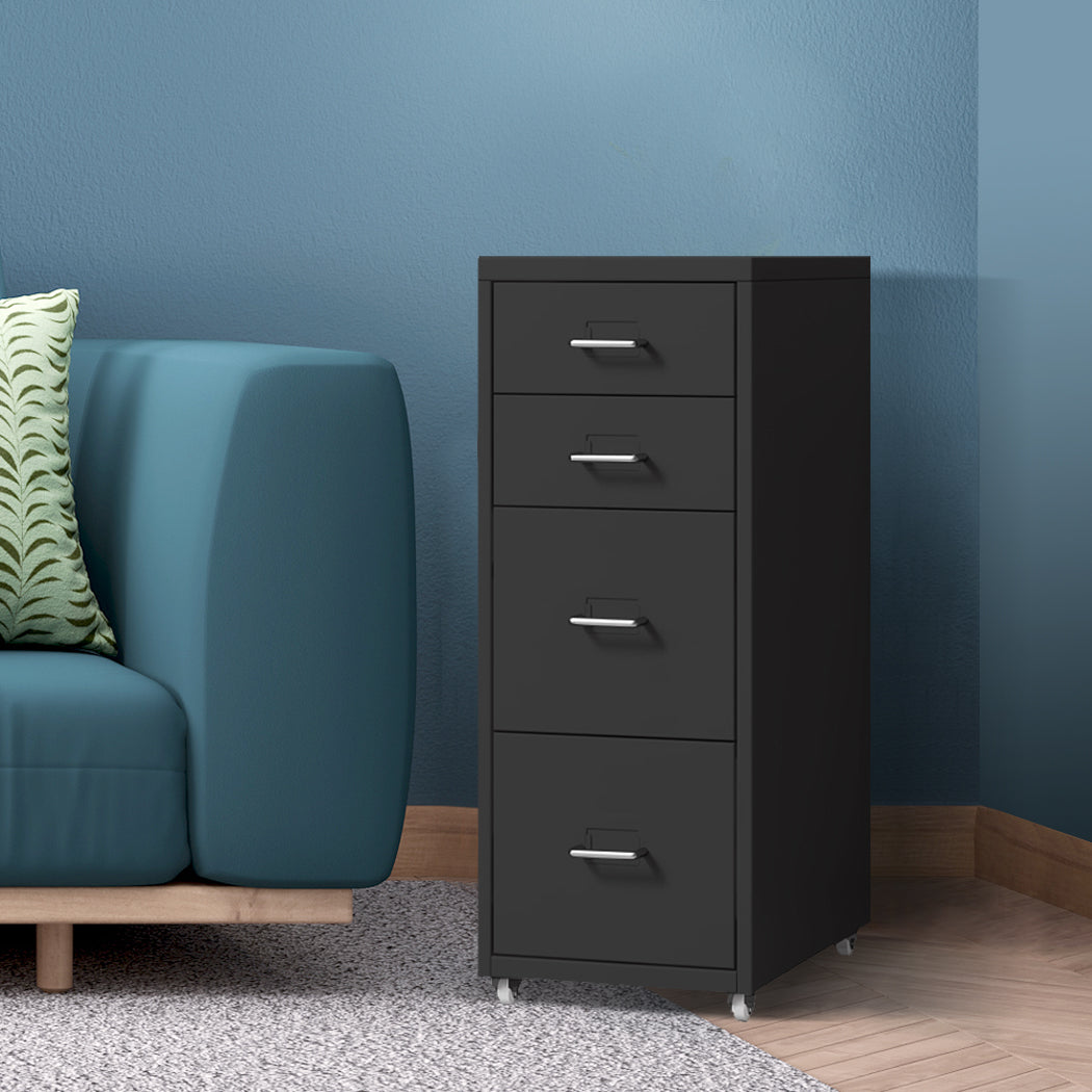 Levede 4 Drawer Office Drawers Cabinet Black-1922897592723836936