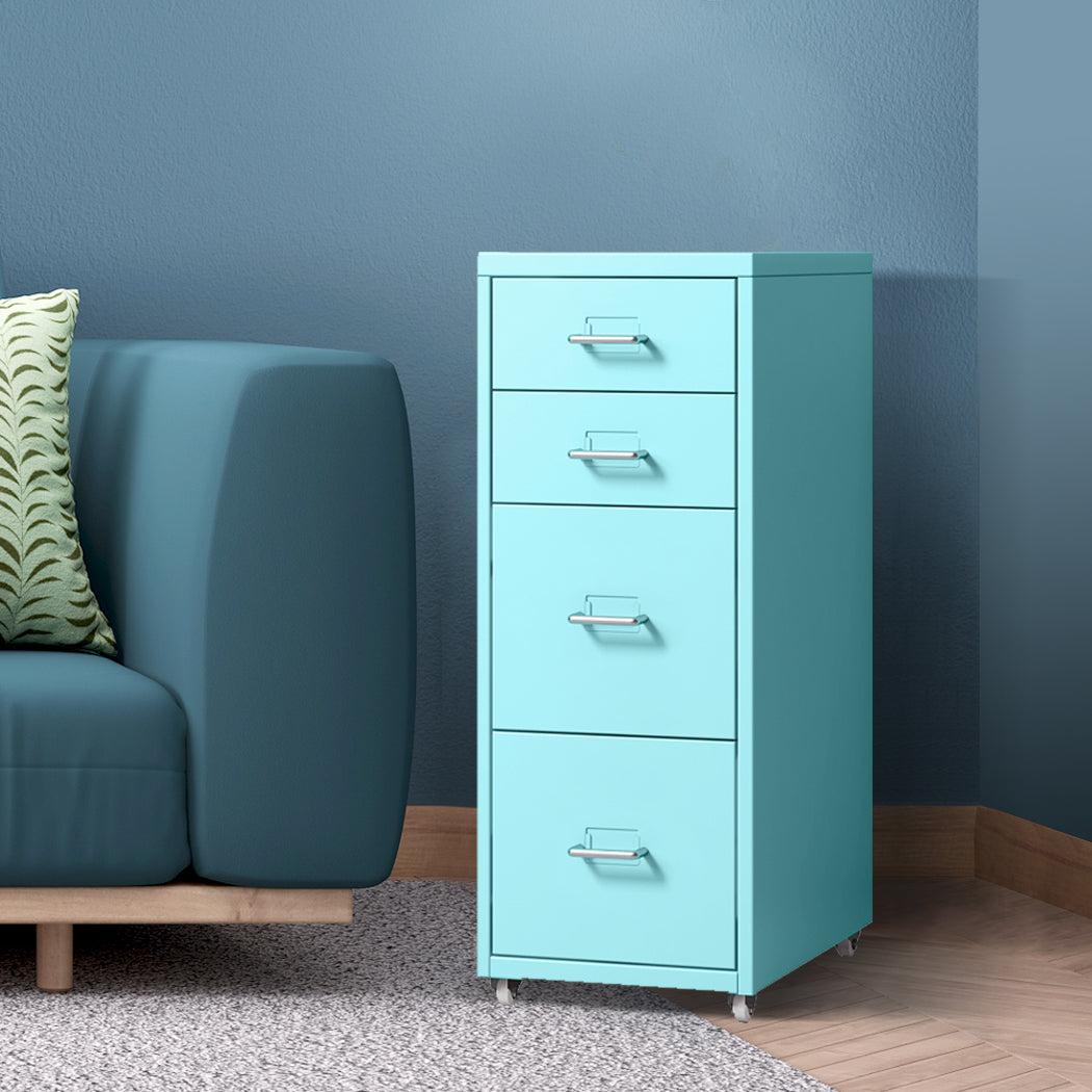Levede 4 Drawer Office Drawers Cabinet Blue-1922897593080352776