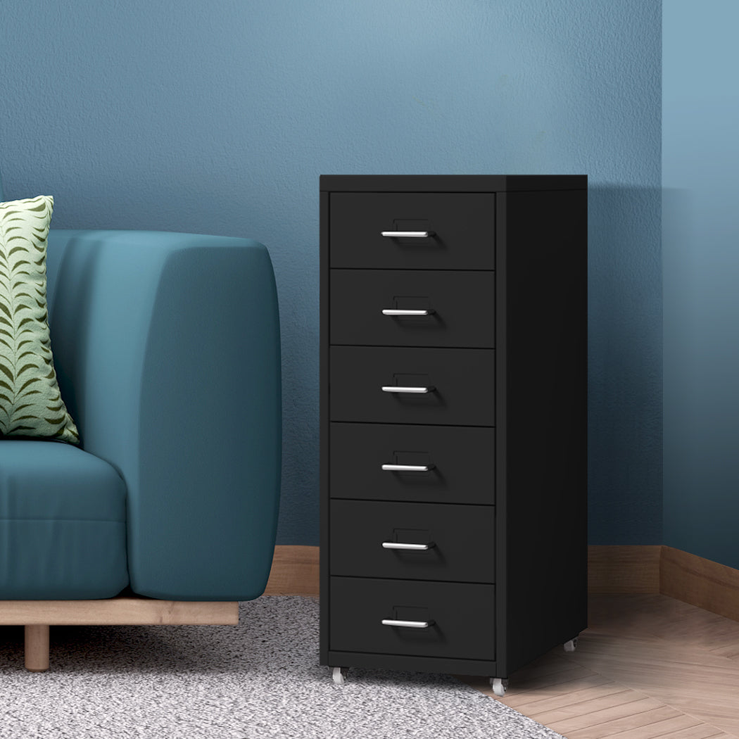 Levede 6 Drawer Office Cabinet Drawers Black-1922897593382342663