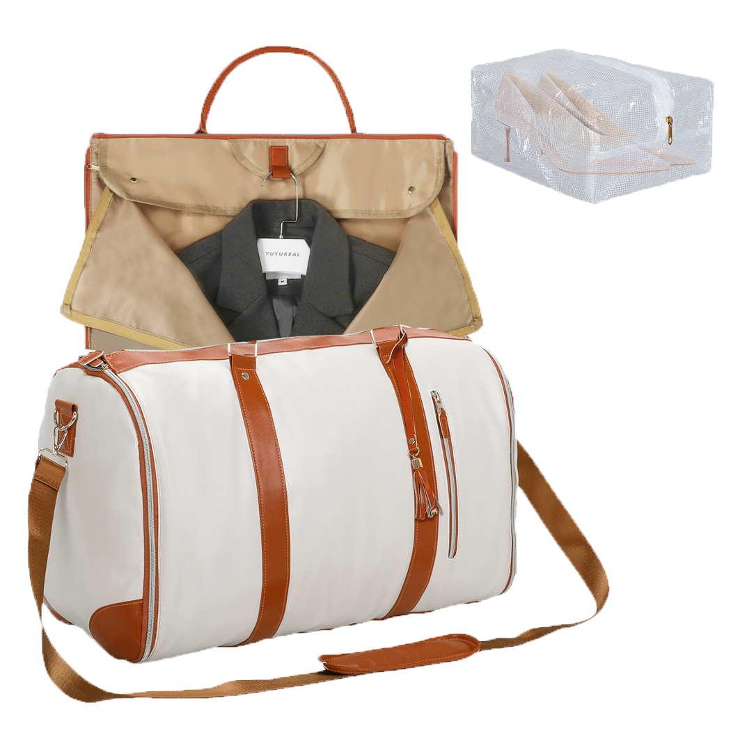 Slimbridge Garment Bags Hanging Suit Duffel Bag Beige-1942353690857967624
