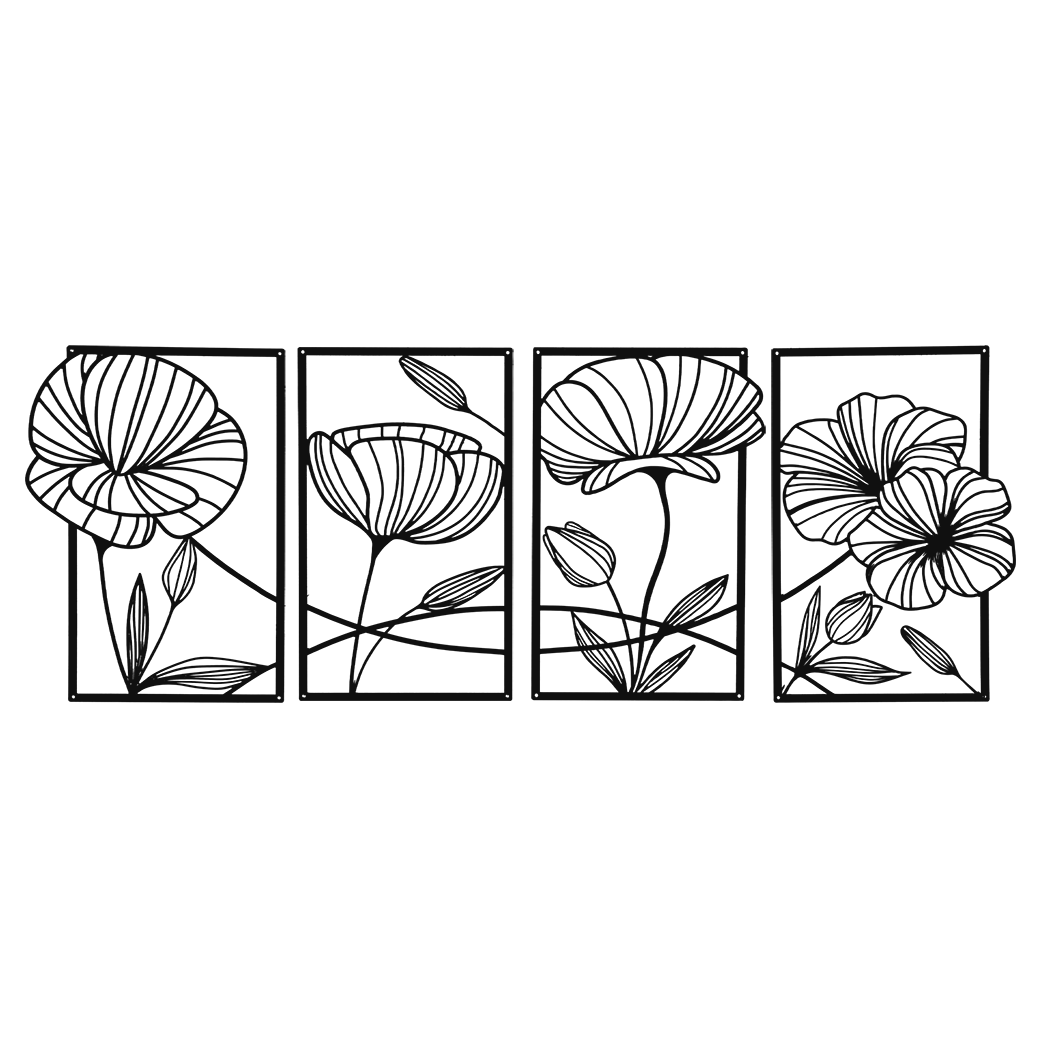 Yezi Metal Wall Art 4Pcs Floral Minimalist Line Decor-1942353710097240072
