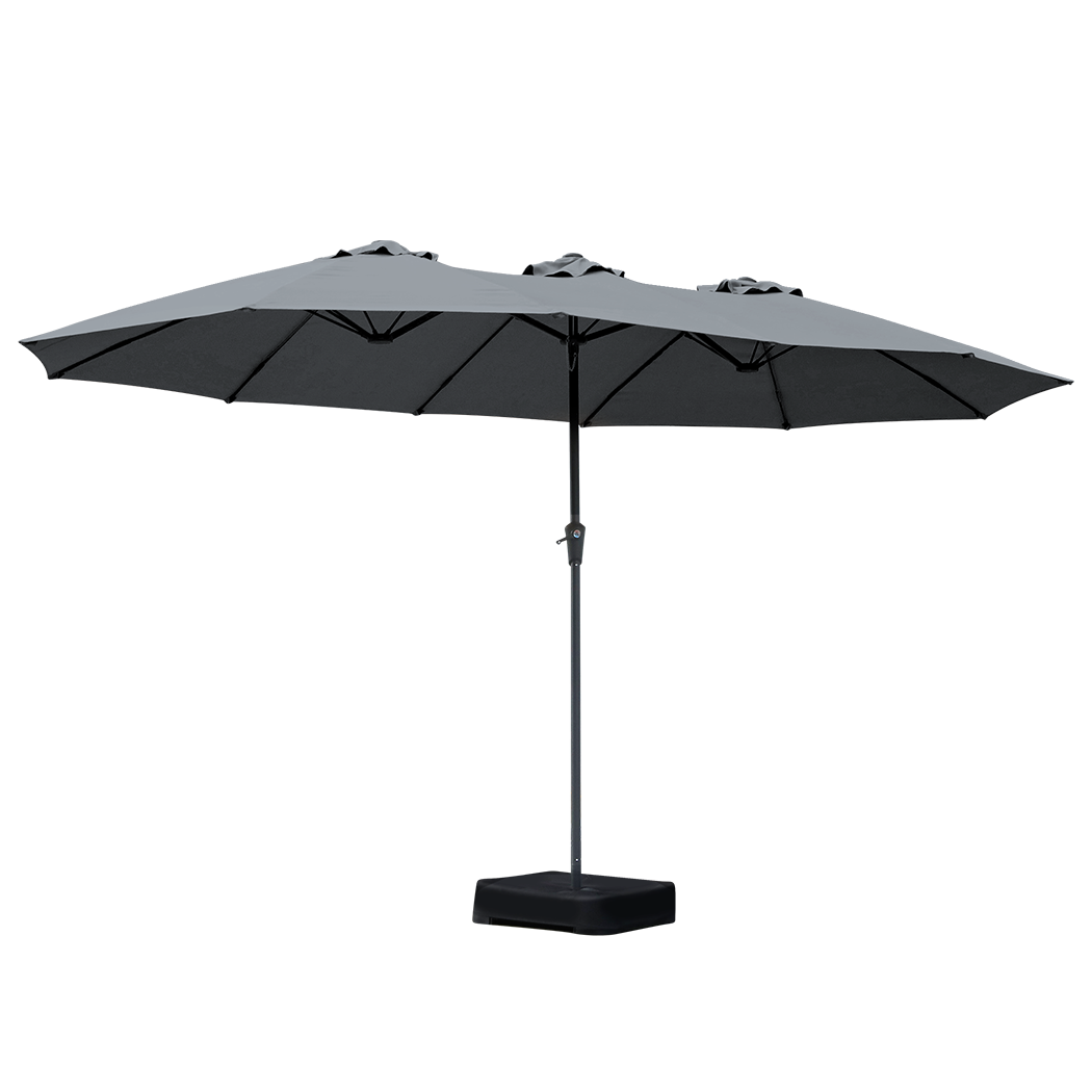 Centra 4.5M Double-sided Patio Umbrella Outdoor Umbrella Base Stand Grey-1942353664257691656