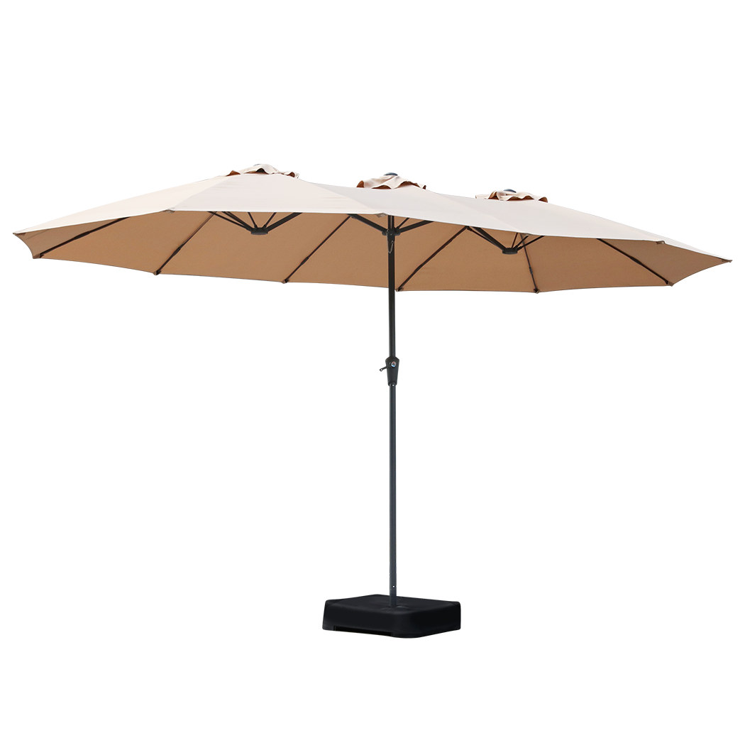 Centra 4M Double-sided Patio Umbrella Outdoor Umbrella Base Stand Khaki-1942353664798756872