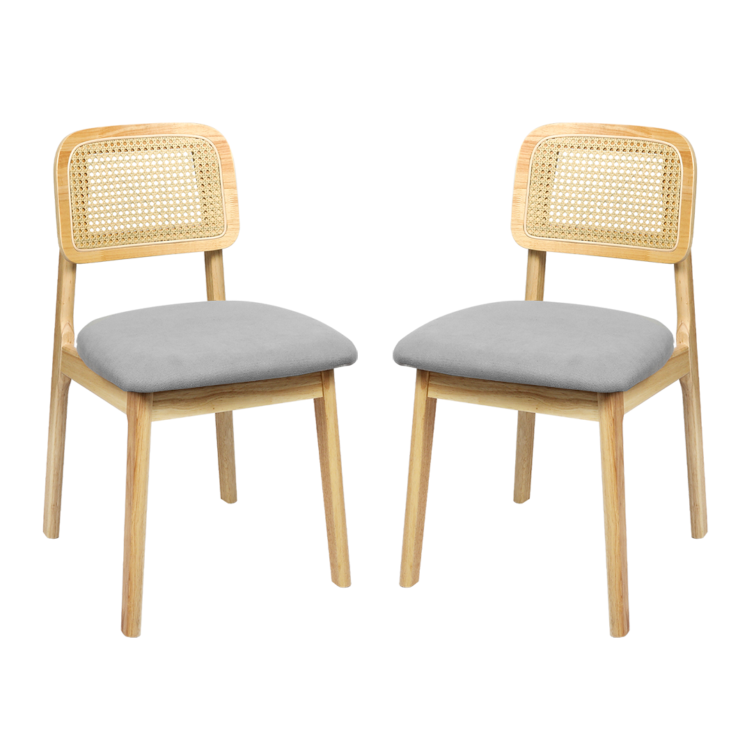 Levede 2x Dining Chair Wood Rattan Armless Natural-1937319814116806664