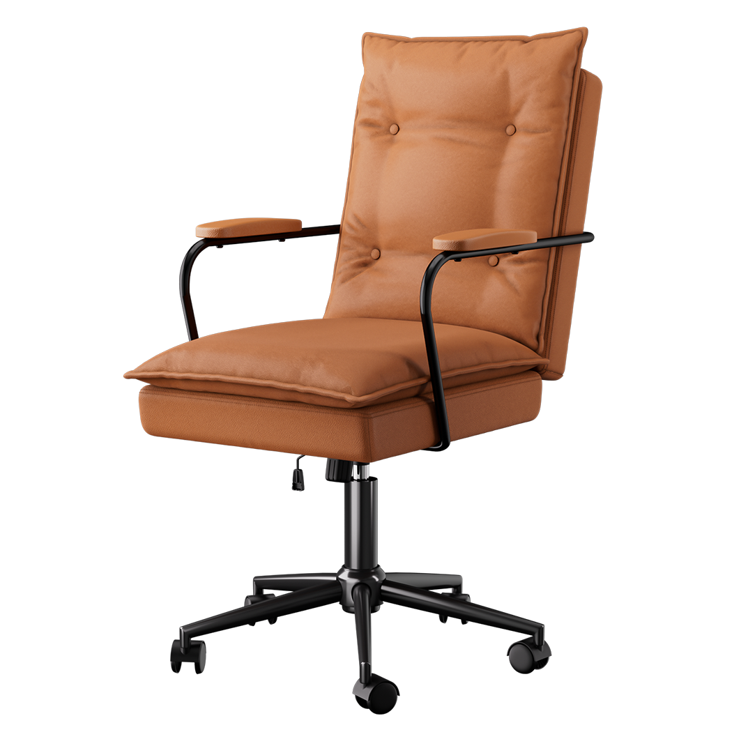 LEVEDE Ergonomic Office Chair Computer PU Brown-1937319820617977864