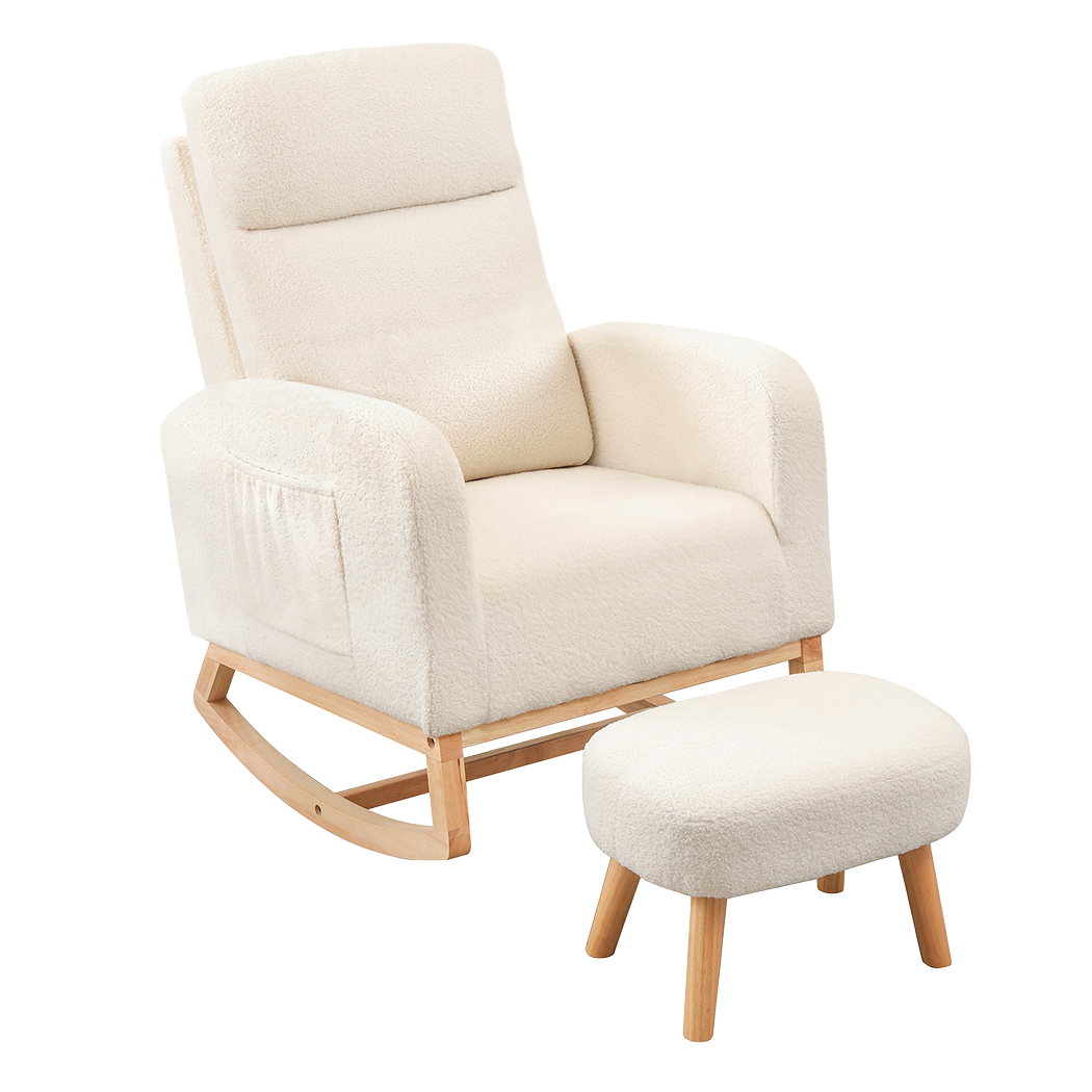 Levede Rocking Chair Ottoman Footrest With Side Pocket-1910112281014964232