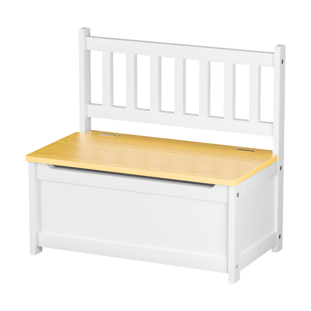 Levede 2-In-1 Kids Toys Storage Bench Box Wooden Chair-1919278366339502088