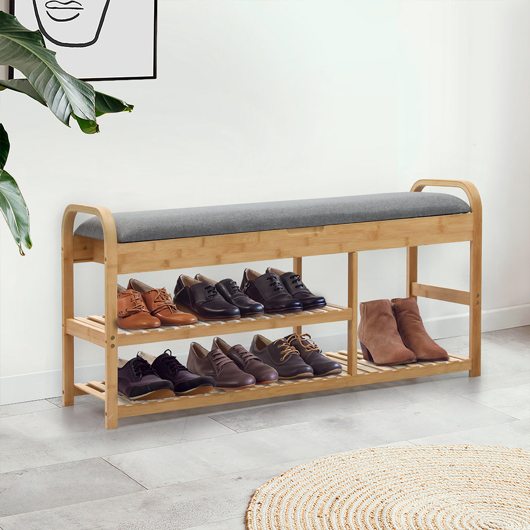 Levede Bamboo Shoe Rack Bench Entryway Seat-1942353619991007239