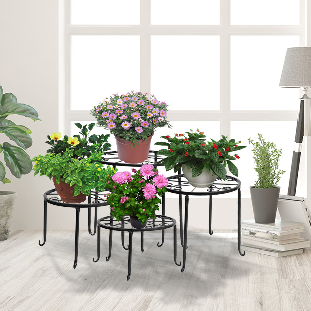 4 x Levede Metal Plant Stand Outdoor Black-1942353738408792071