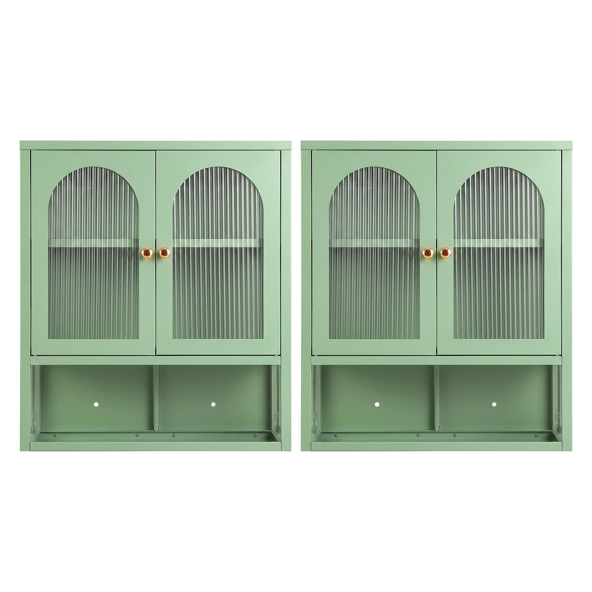 Artiss Buffet Cabinet Sideboards X2 Wall Mounted Fluted Display Storage Green