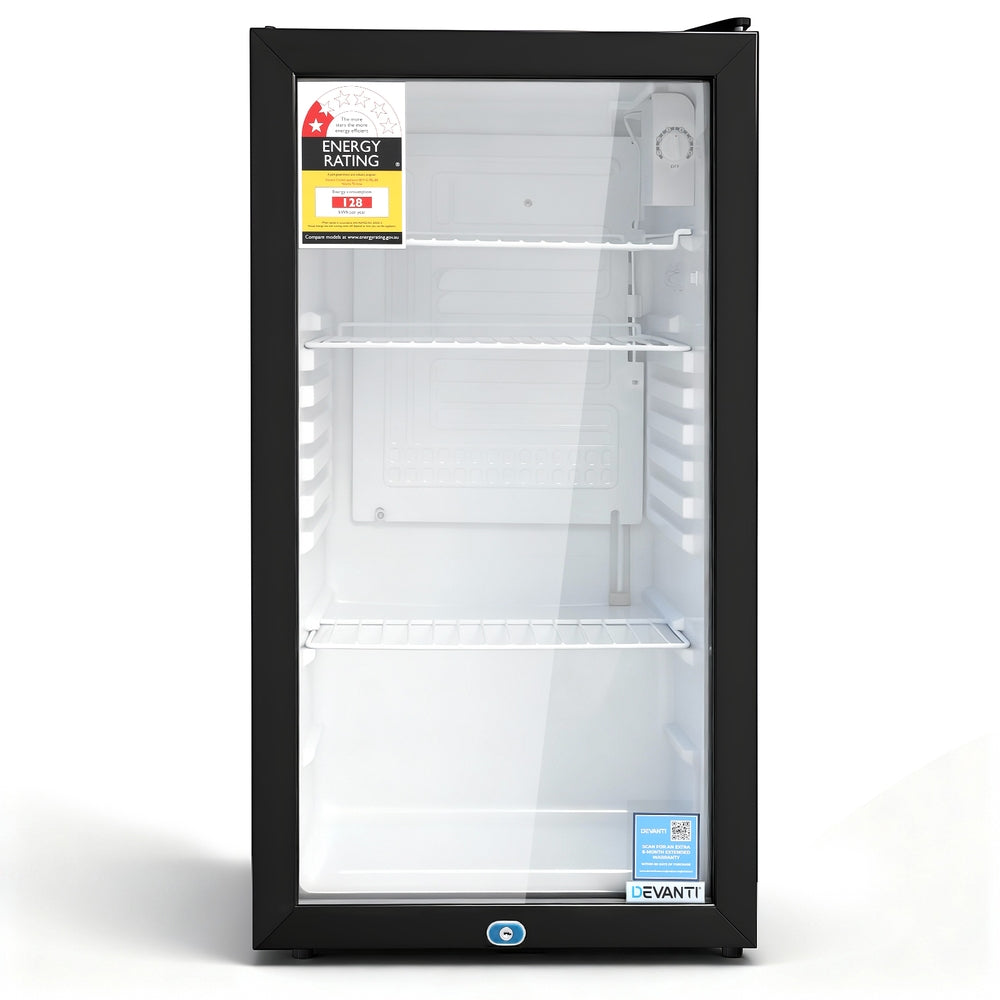 78L Glass Door Bar Fridge Mini Beverage Cooler Display Fridge Countertop Black