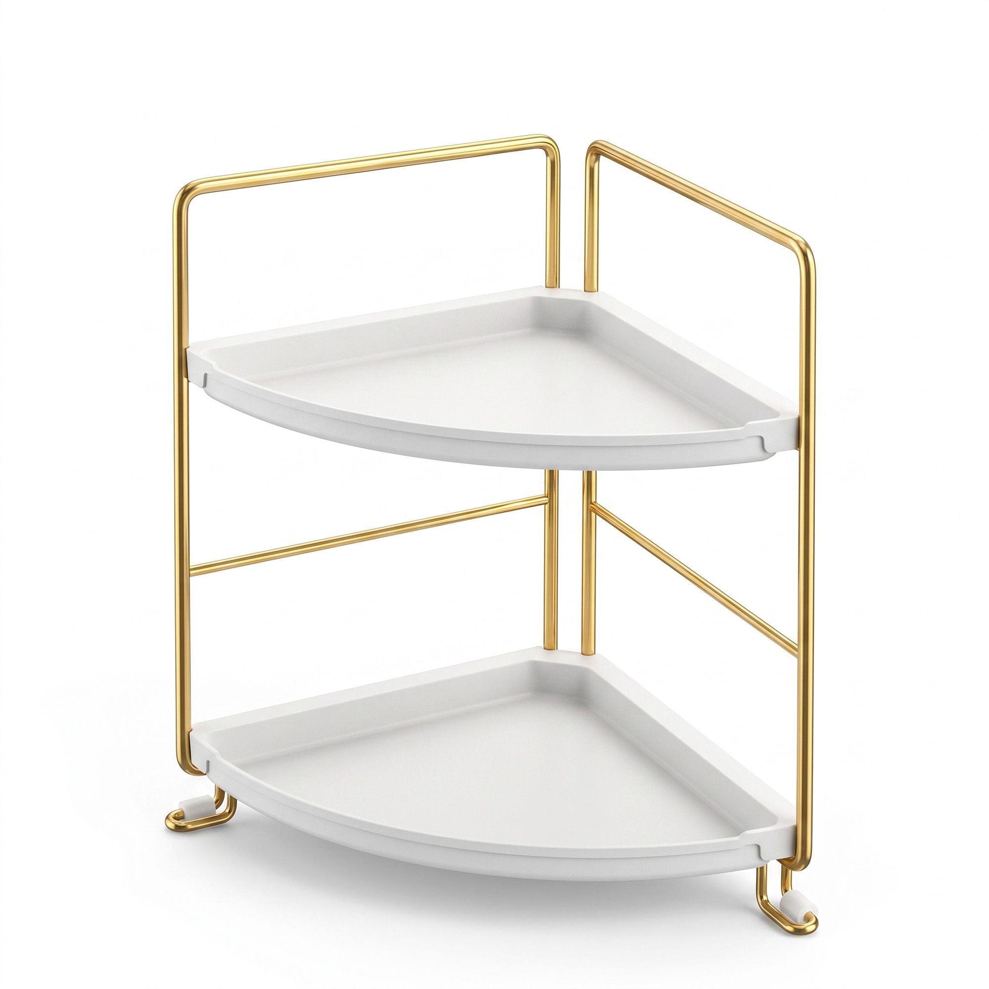 Artiss Bathroom Corner Shelf Countertop Organiser Vanity Storage Rack White Gold