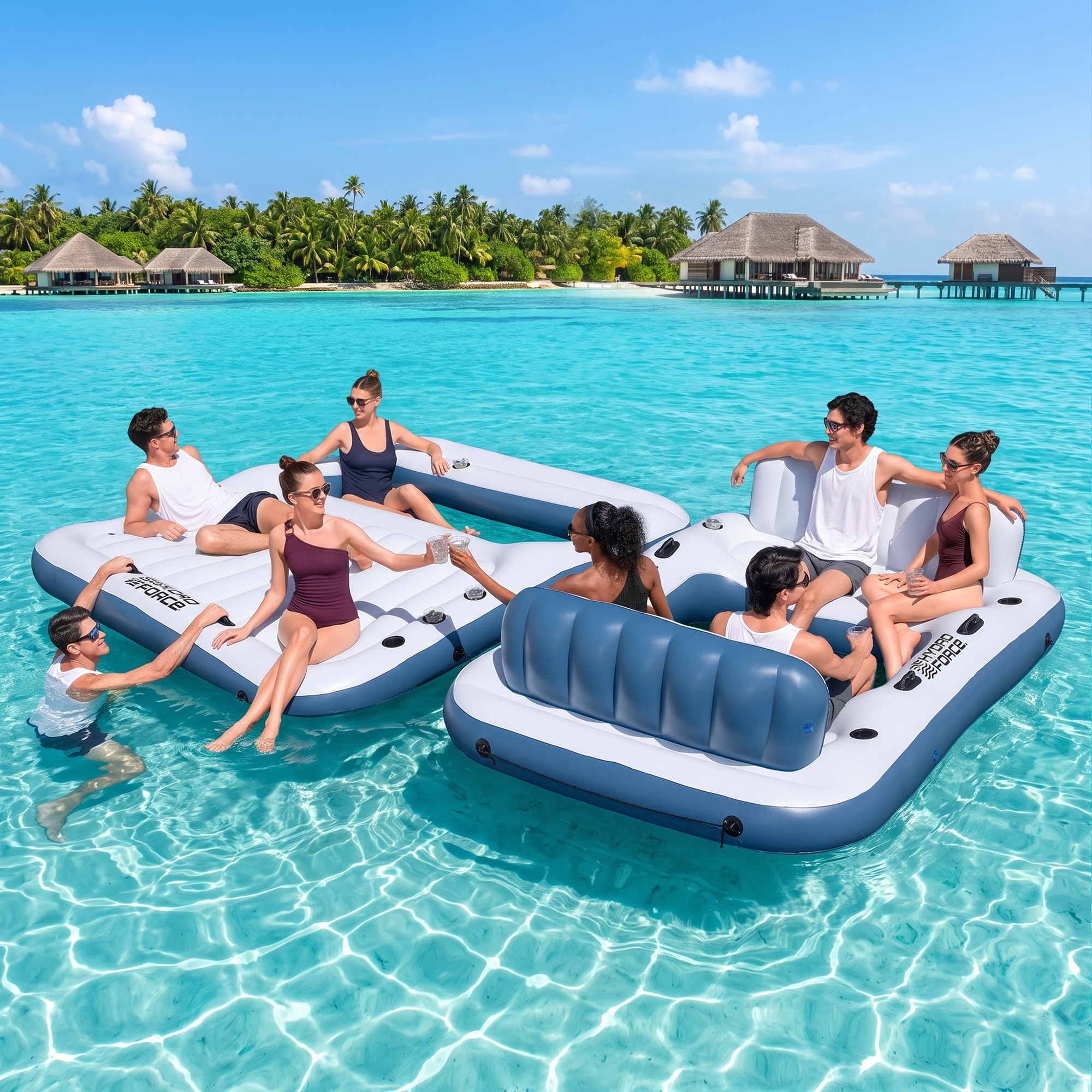 Bestway Inflatable Floating Island Float Lounger Pool Bed 4.16Mx2.68M