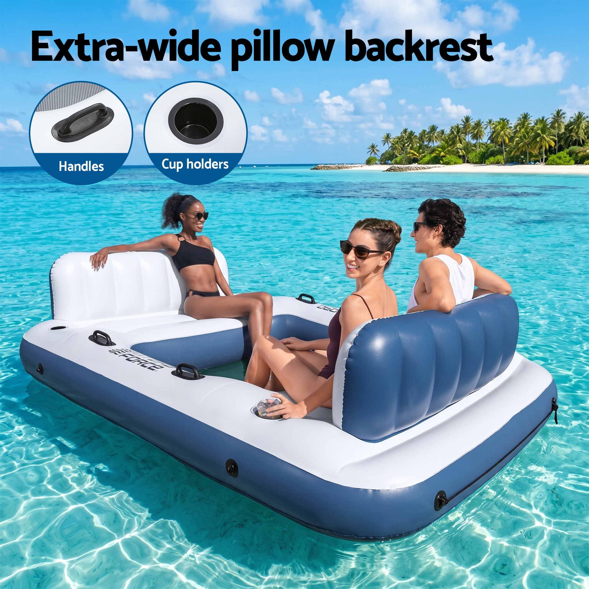 Bestway Inflatable Floating Island Float Lounger Pool Bed 4.16Mx2.68M