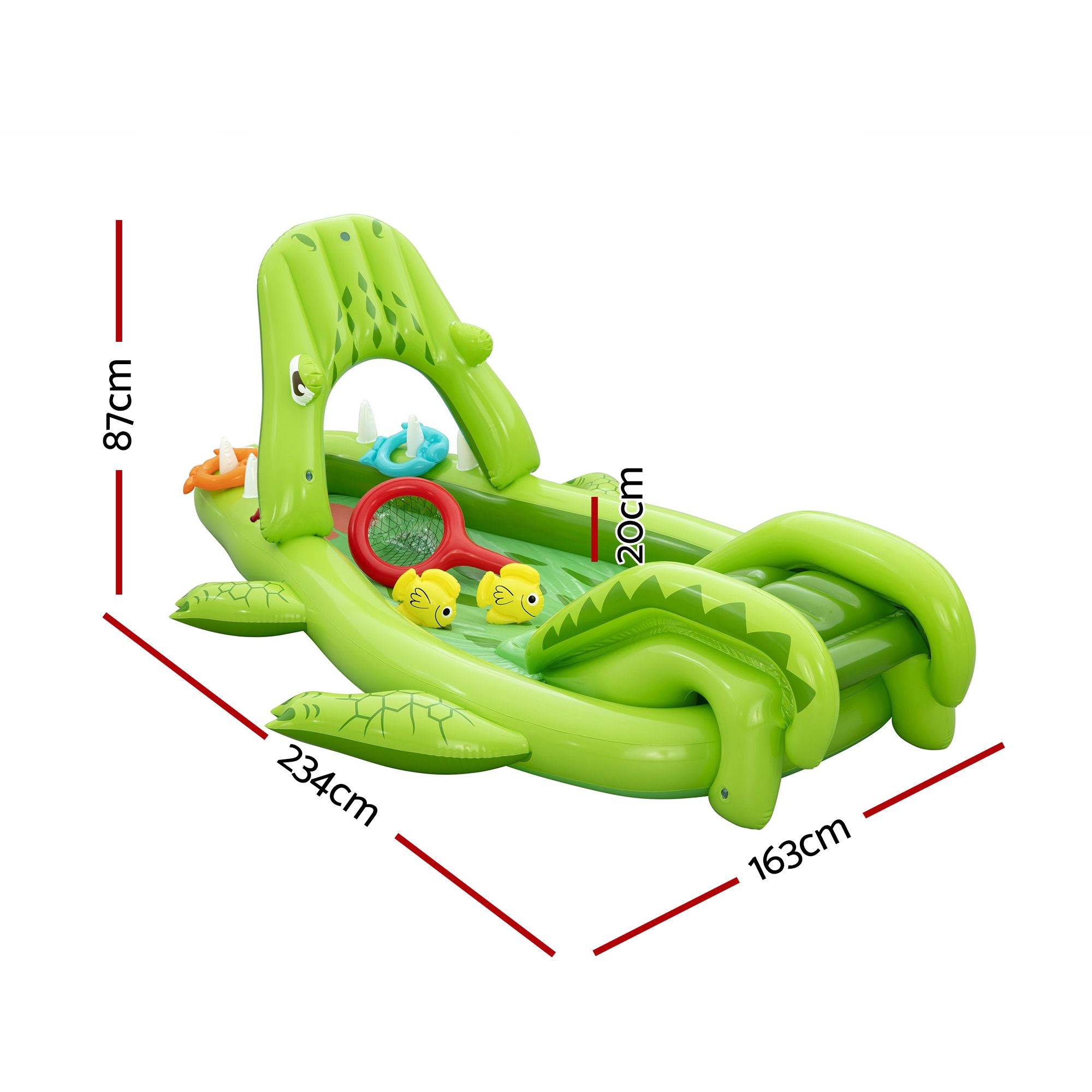 Bestway Inflatable Alligator Kids Play Pool with Slide 234cmx163cm Green