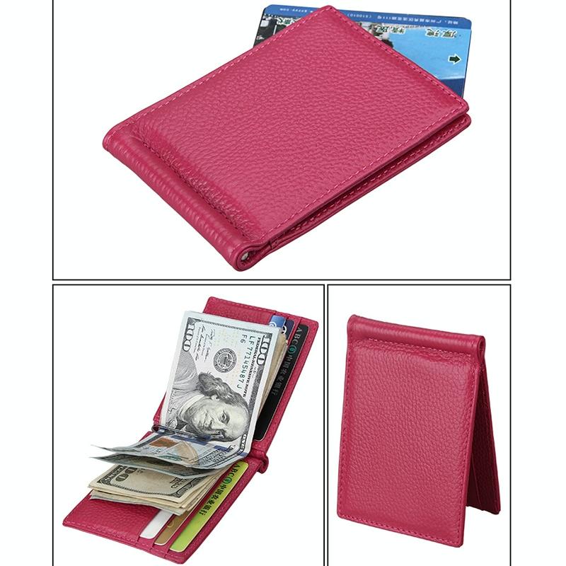 Leather Rfid Card Holder Wallet - 6 Slots Magenta-1915196588360339459