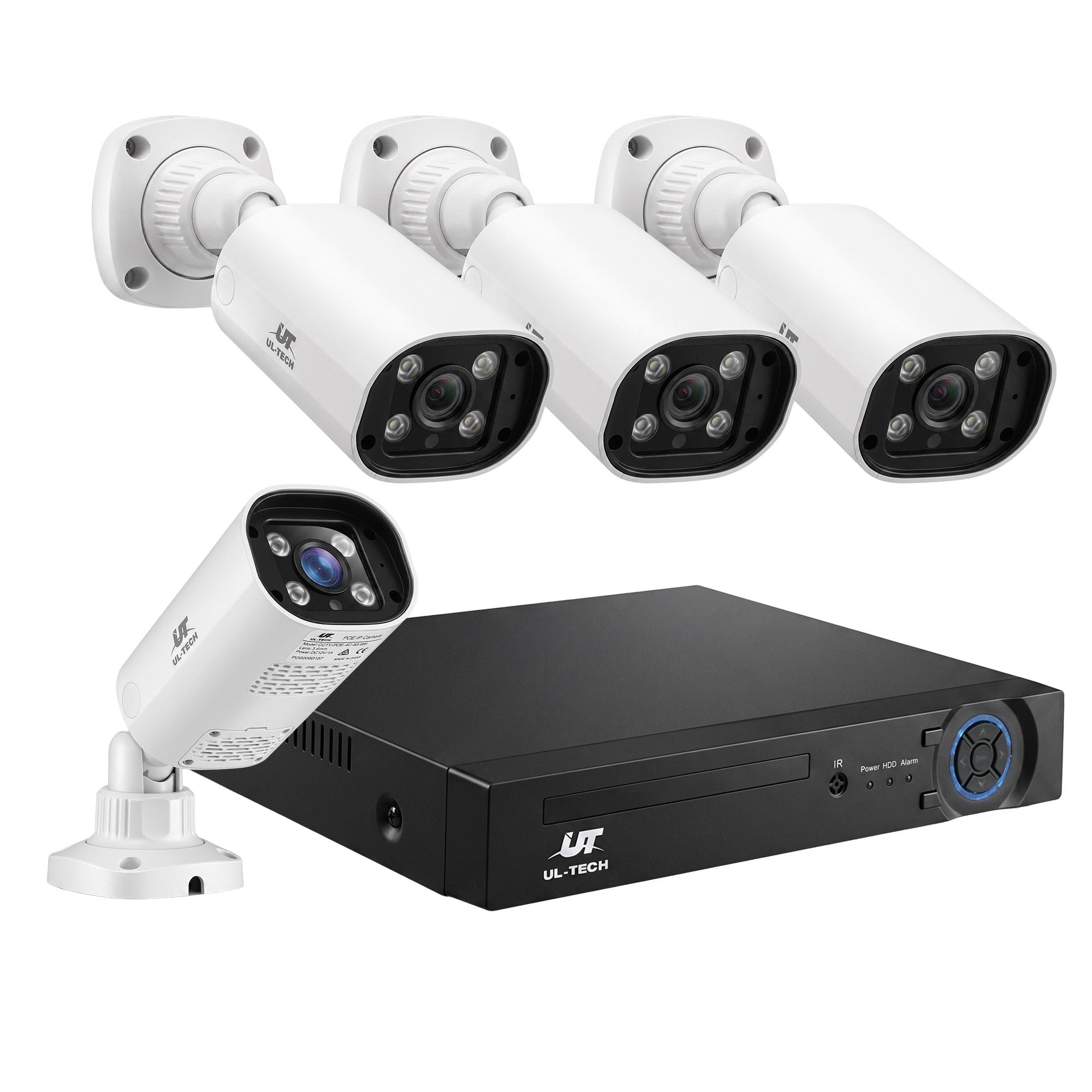 UL-Tech 4CH 5MP PoE NVR Security System, 4 Cameras, Dual-Light Colour Night Vision, Two-Way Audio, AI Motion Detection, IP65-Rated, No Monthly Fees, Wired CCTV Kit for Home, Indoor and Outdoor