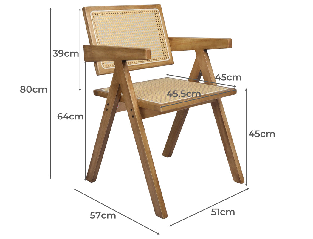 Levede 2x Dining Chair Solid Wood Rattan Natural-1910113297655533570