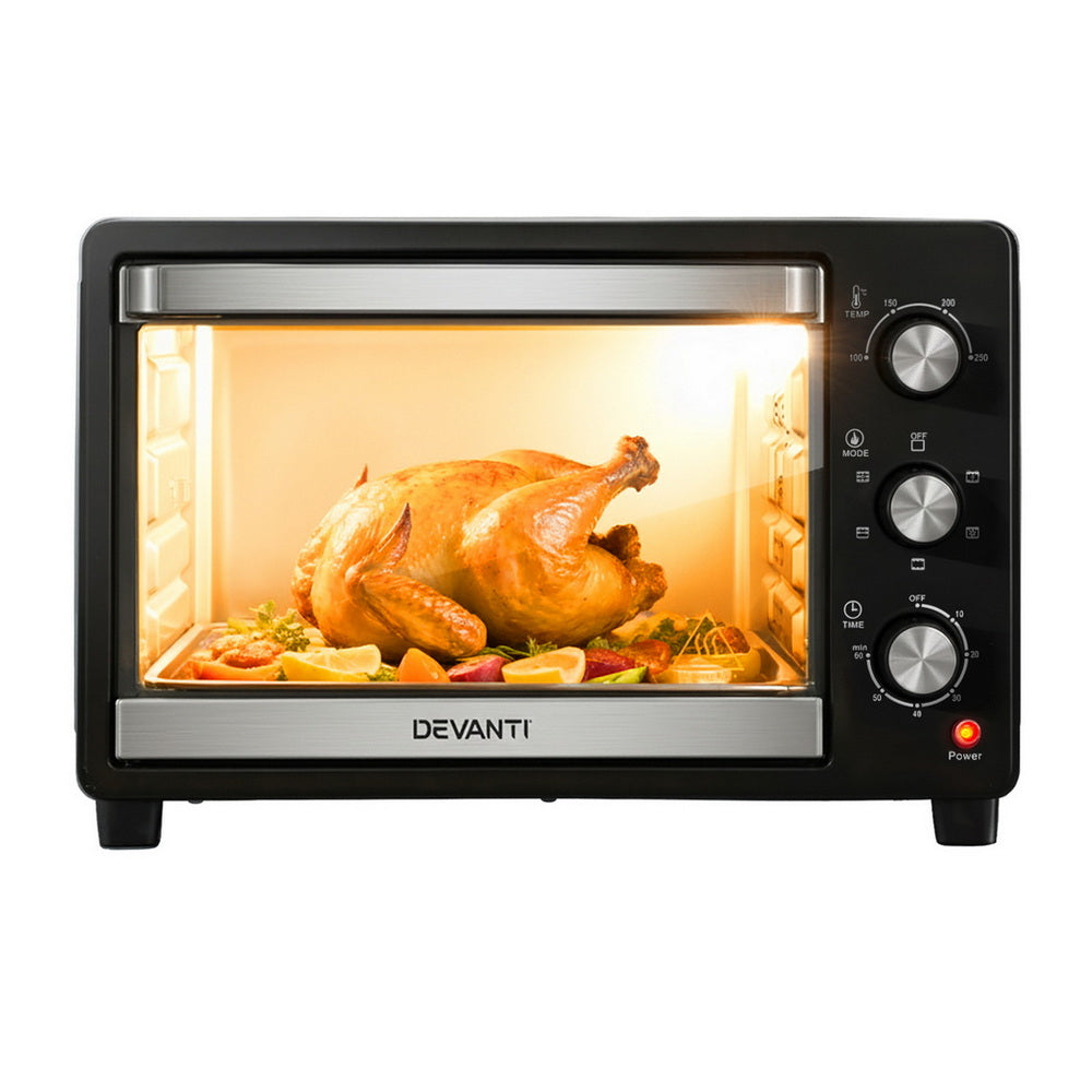 Devanti 30L Convection Oven Electric Fryer Ovens 1600W
