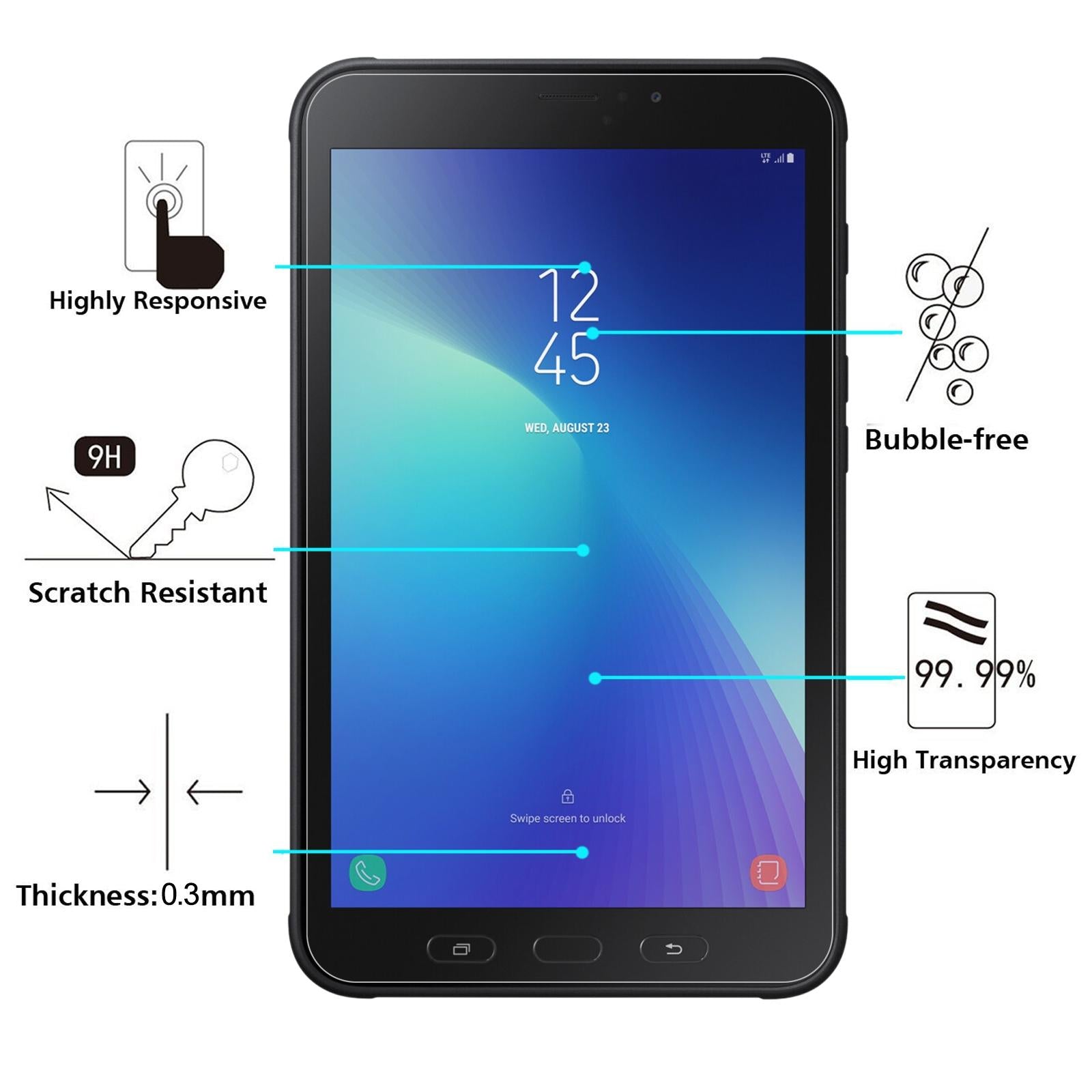 25-Pack Tempered Glass Film For Samsung Galaxy Tab Active 2 - 9H 2.5D Explosion-Proof-1922443405623955458