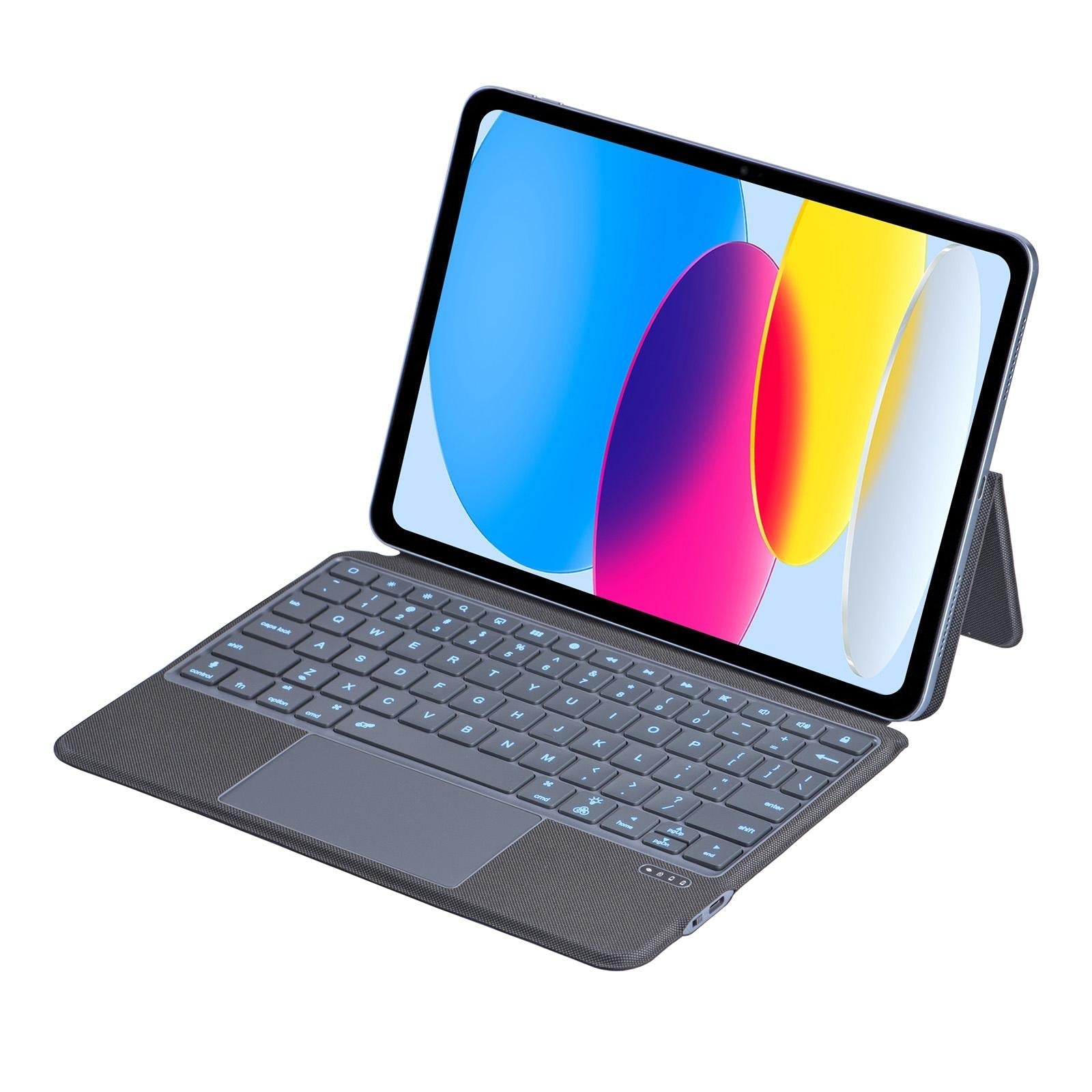 10.9 Ipad 10Th Gen 2022 Bluetooth Keyboard Case - Black Leather With Backlight-1915197122005831682