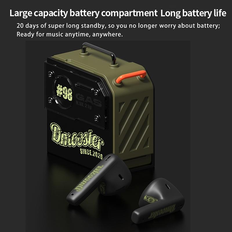 Oil Barrel Bluetooth Earphones - Black / Green Tws-1915197122844692486