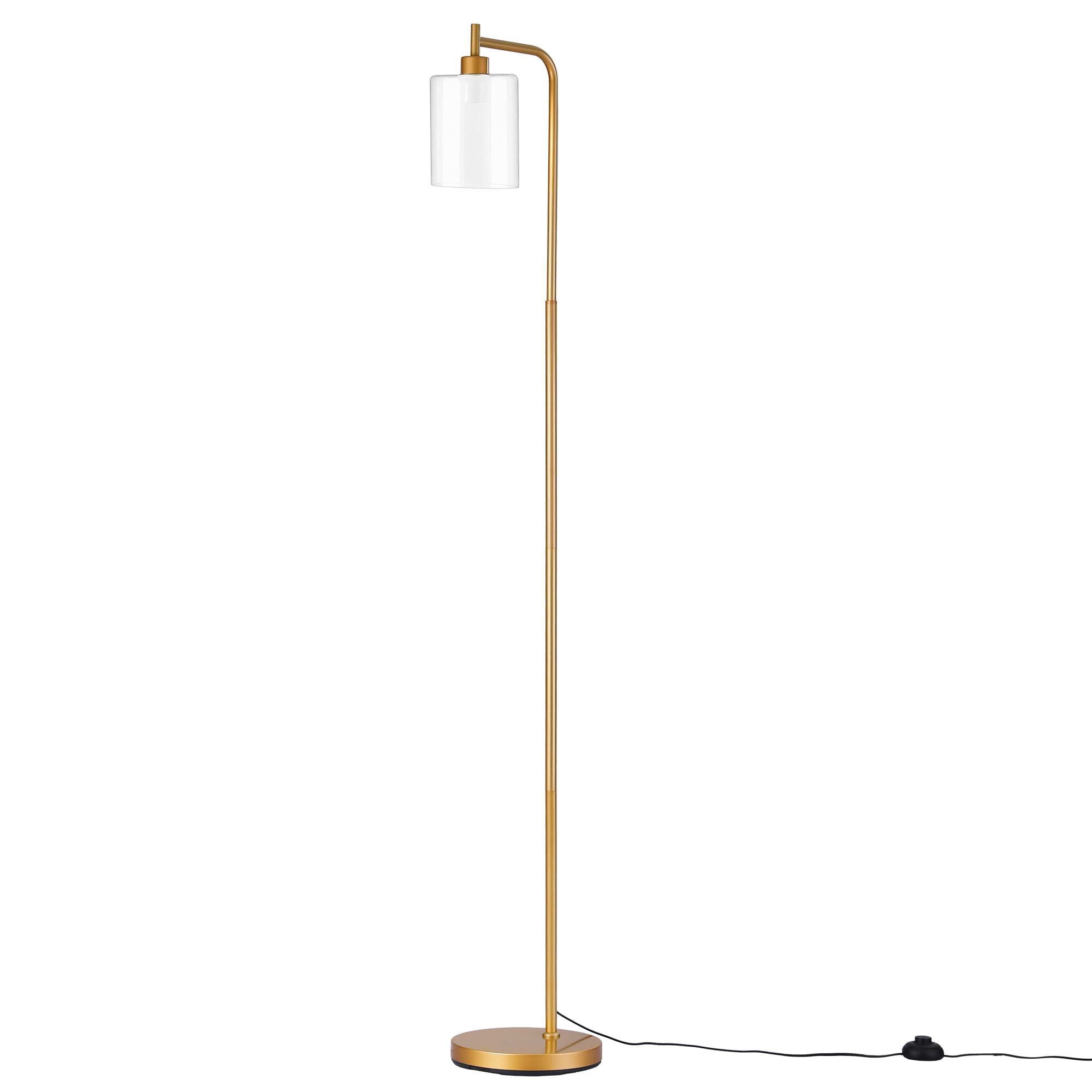 Artiss Floor Lamp Modern Industrial Standing Light with Clear Glass Shade, GoldMetal Tall Lamp for Living Room, Bedroom & Office, Anti-Tipping Weighted Base & Foot Switch (Bulb Not Included)