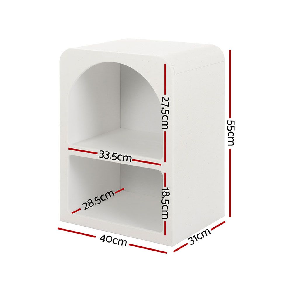 Artiss 2x Bedside Table 2 Shelves - ARCHED White