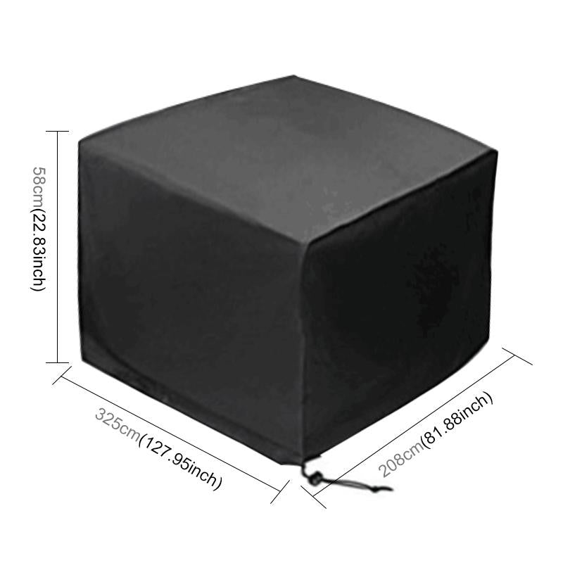 Waterproof Outdoor Furniture Set Cover - Anti-Uv Dust-Proof 210D Oxford Cloth - 325X208X58Cm - Black-1915196717280661505
