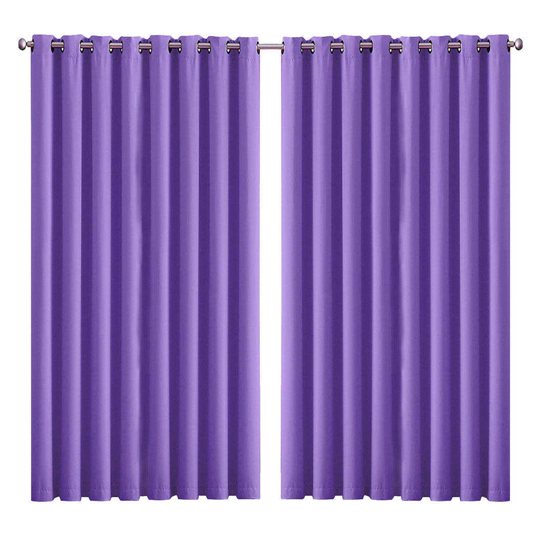 2x Blockout Curtains Panels 3 Layers Purple CD1003-300X230-GY-1942353386418606080