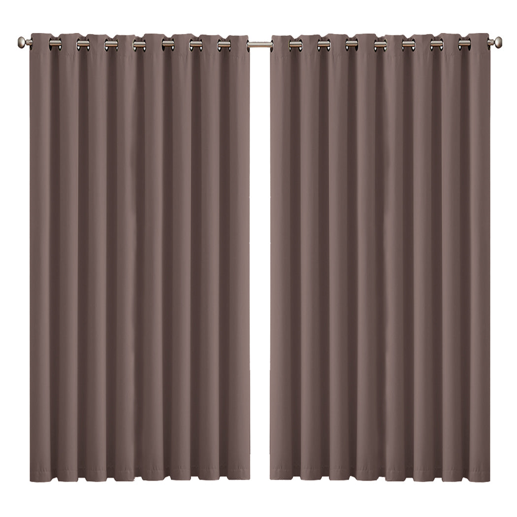 2x Blockout Curtains Panels 3 Layers Taupe CD1003-300X230-GY-1942353387320381440