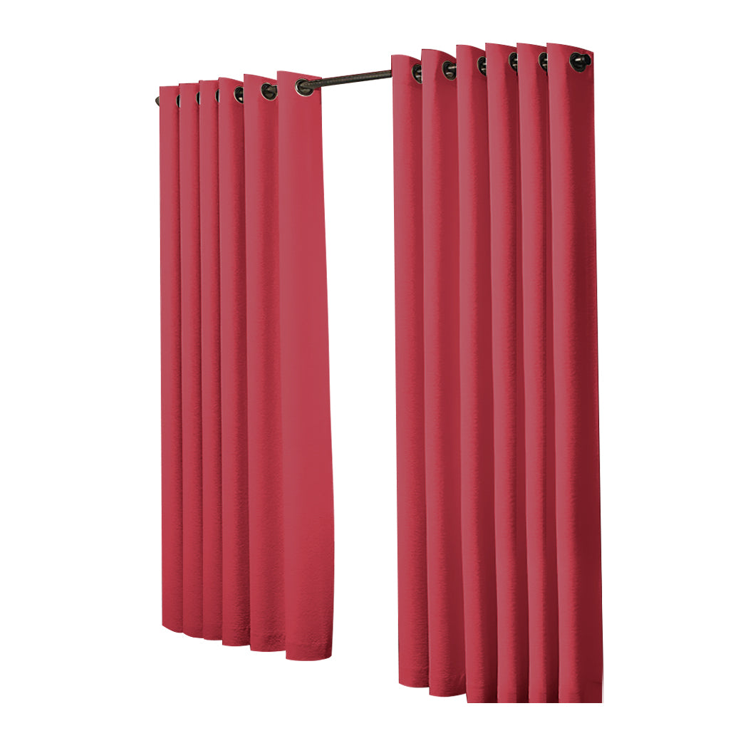 2x Blockout Curtains Panels 3 Layers Burgundy-1942353385365835777