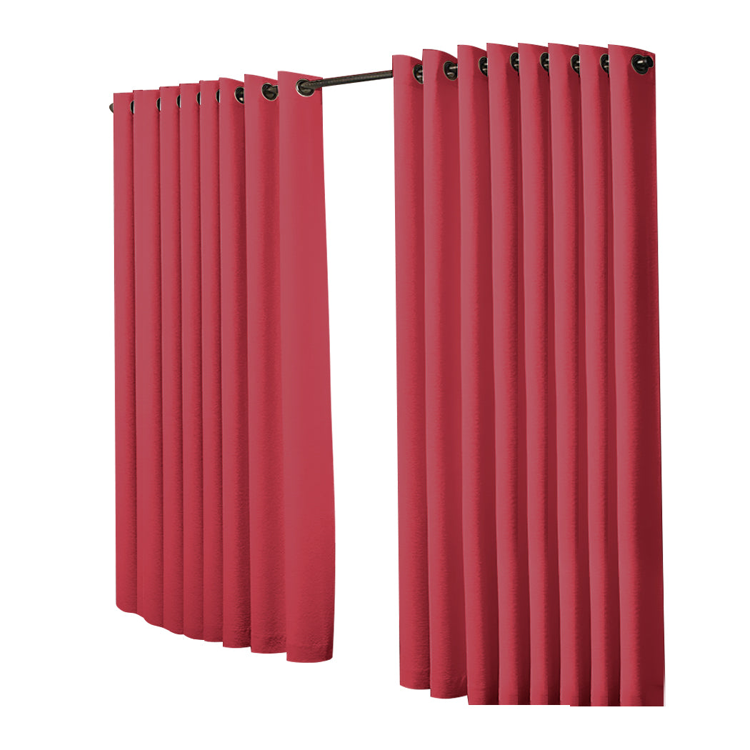 2x Blockout Curtains Panels 3 Layers Burgundy CD1003-300X230-GY-1942353387492347905
