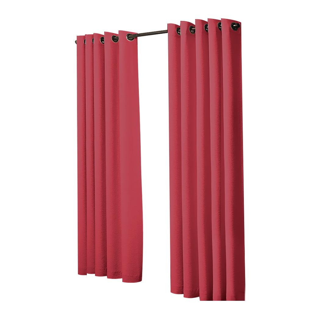 2x Blockout Curtains Panels 3 Layers Burgundy-1942353383235129345