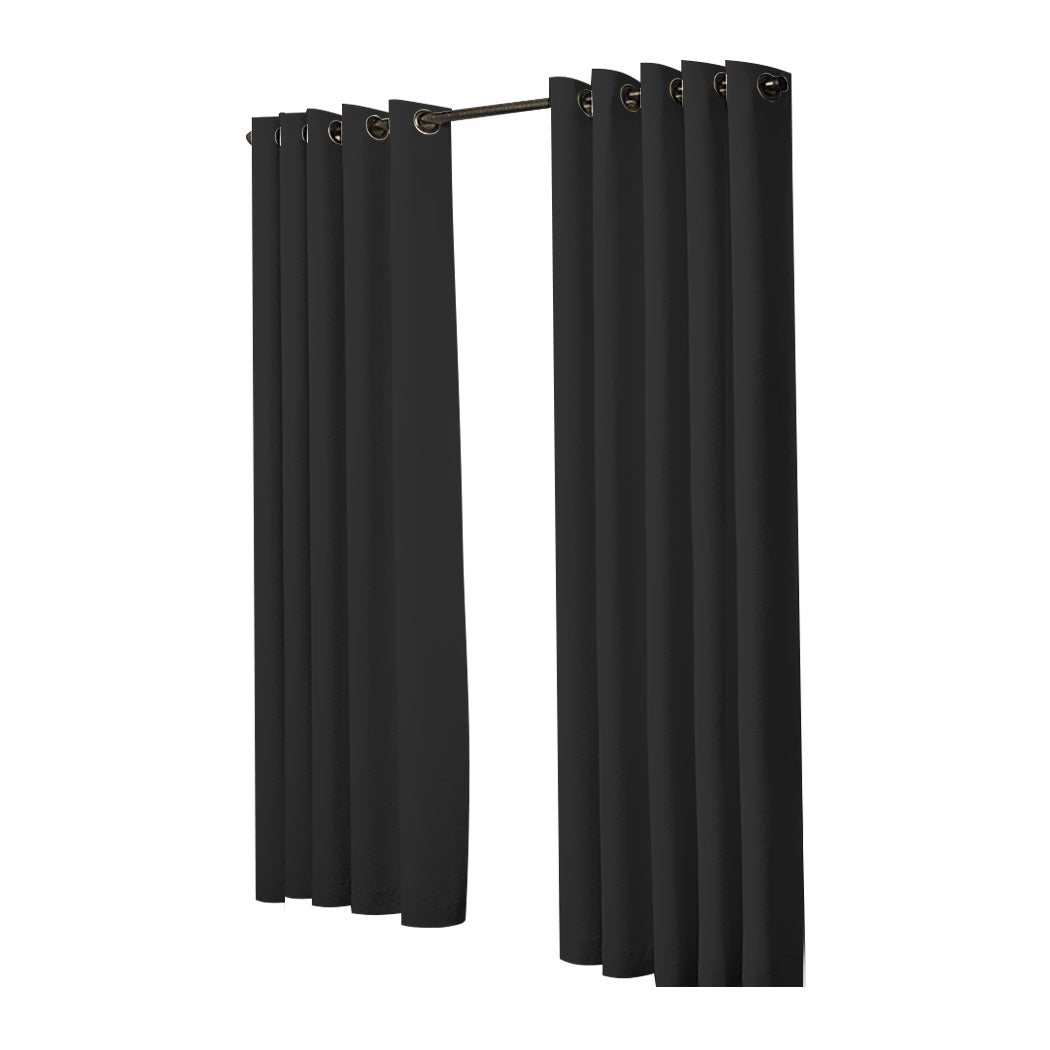 2x Blockout Curtains Panels 3 Layers Black-1942353381817454593