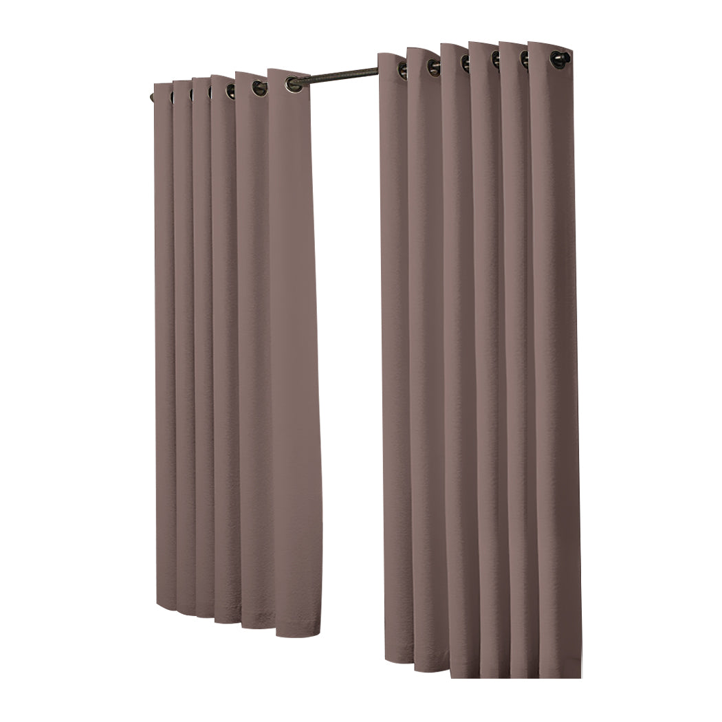 2x Blockout Curtains Panels 3 Layers Taupe-1942353385189675009