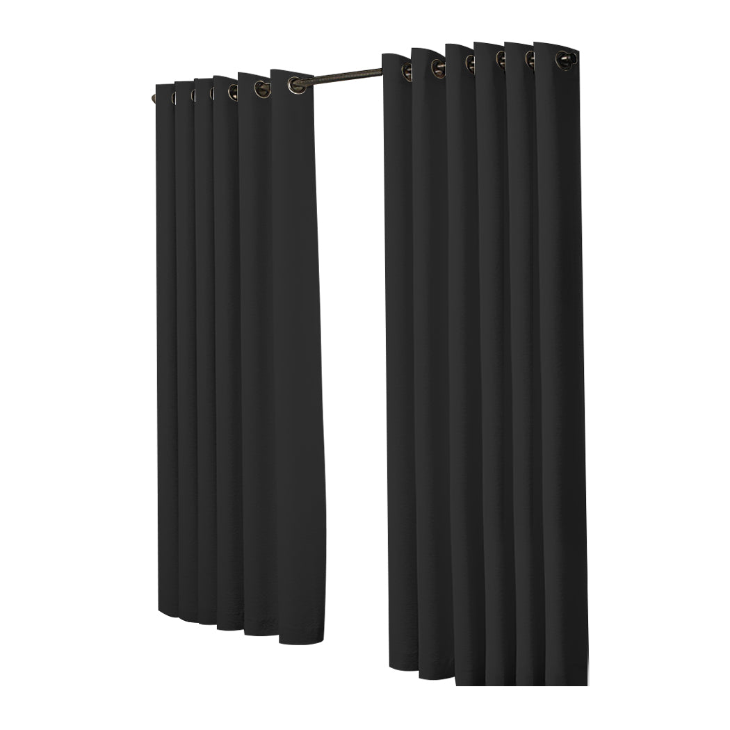 2x Blockout Curtains Panels 3 Layers Black-1942353383788777473