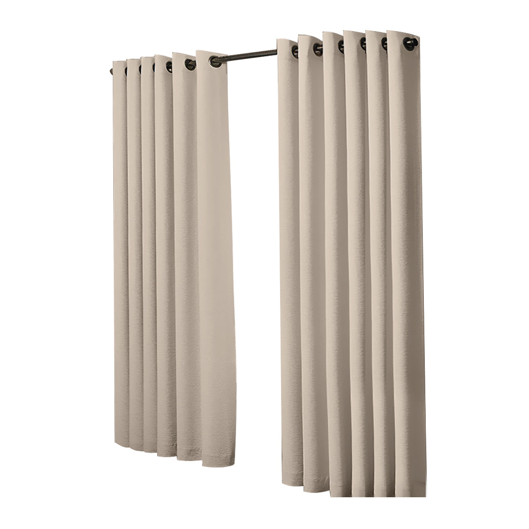 2x Blockout Curtains Panels 3 Layers Beige-1942353383608422401