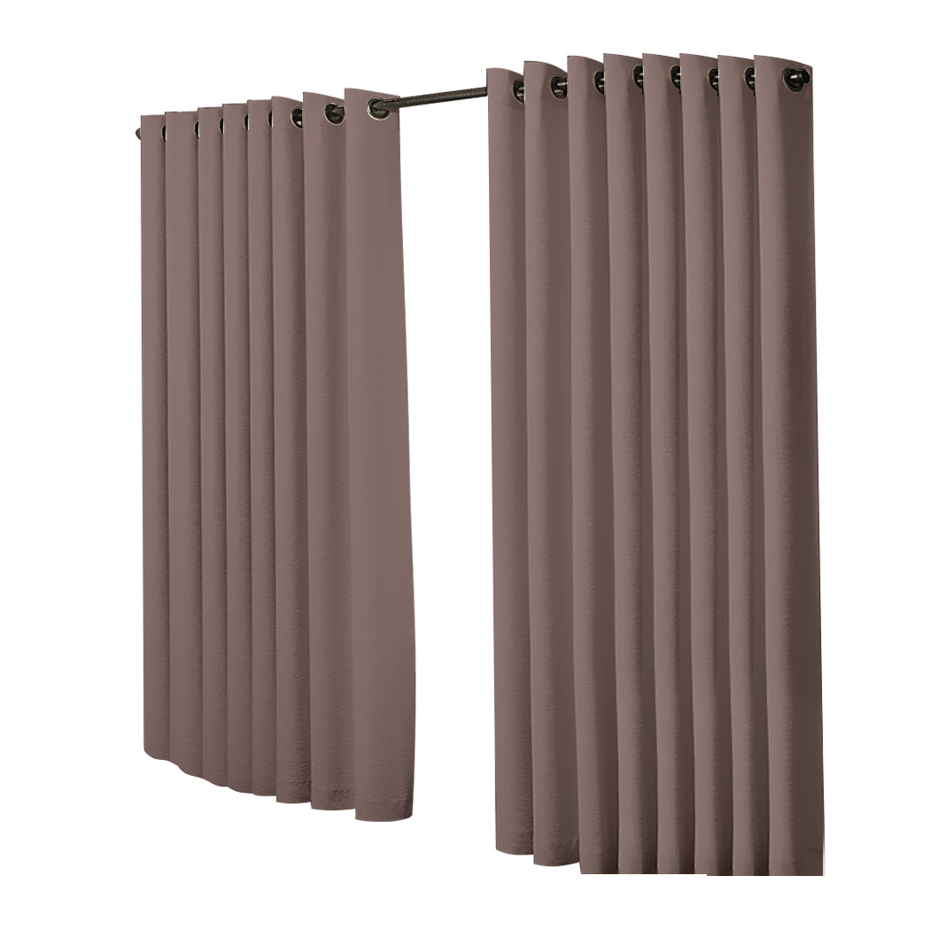 2x Blockout Curtains Panels 3 Layers Taupe CD1003-300X230-GY-1942353387320381441