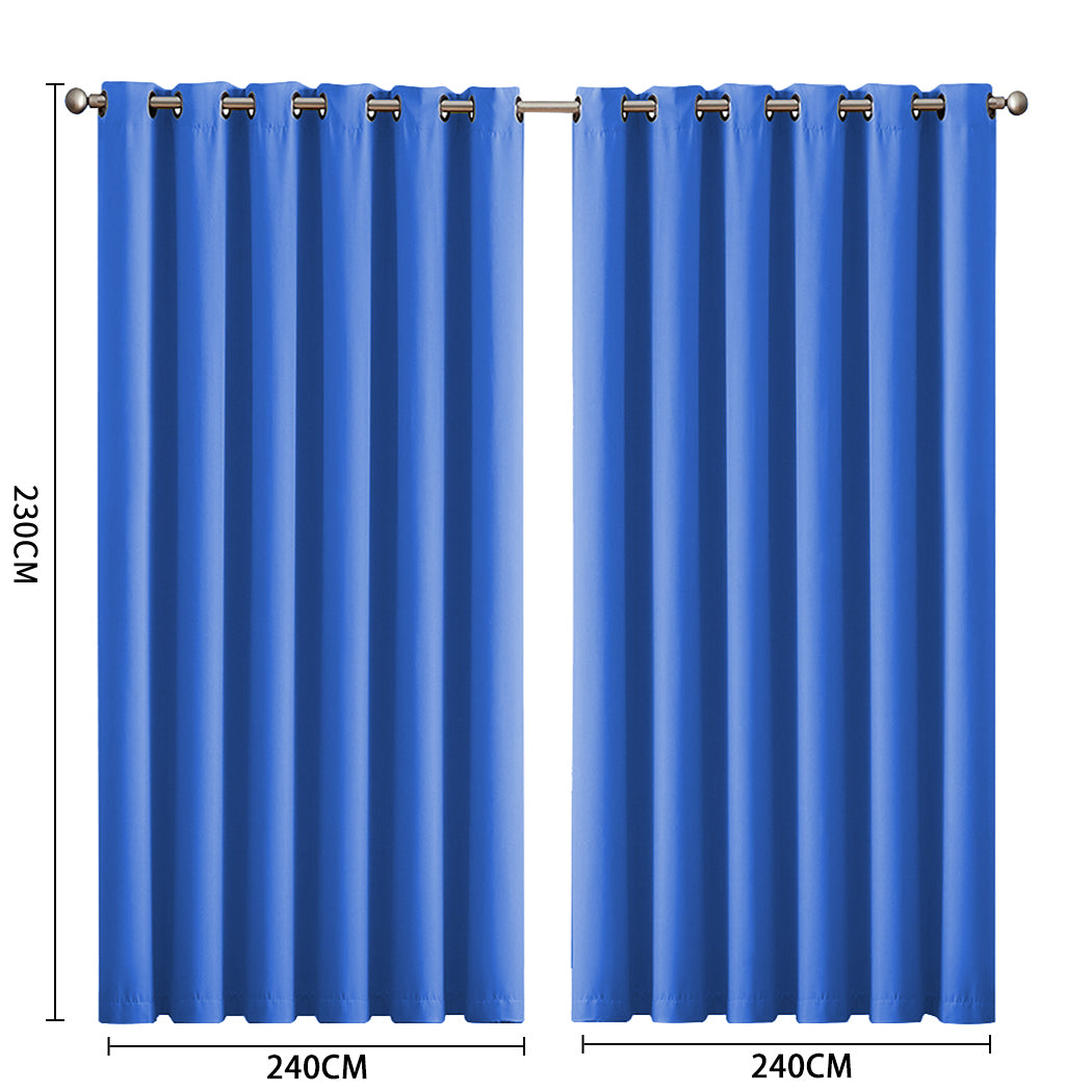2x Blockout Curtains Panels 3 Layers Blue-1942353383952355330