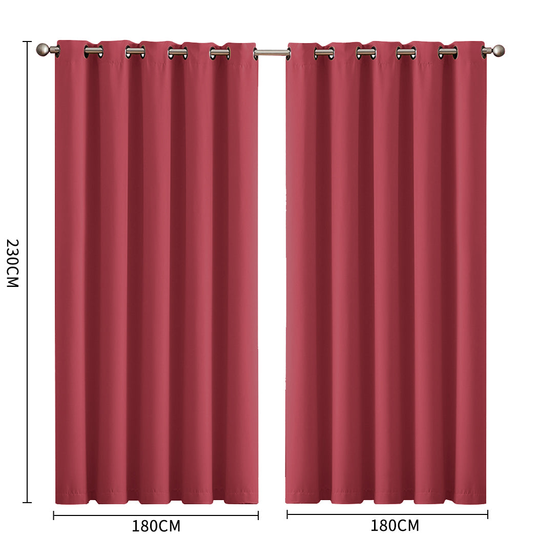 2x Blockout Curtains Panels 3 Layers Burgundy-1942353383235129346